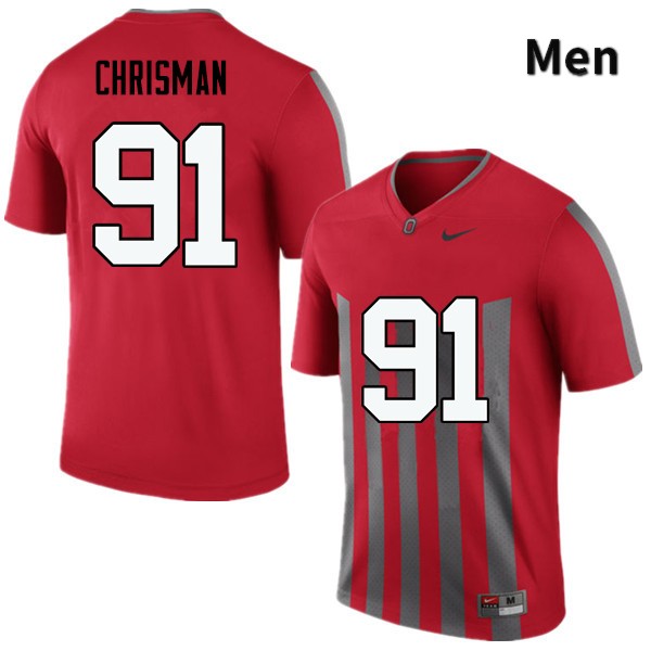 Ohio State Buckeyes Drue Chrisman Men's #91 Throwback Game Stitched College Football Jersey